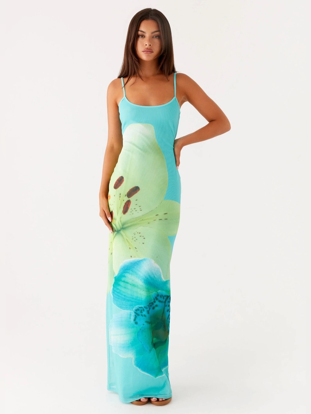 NWT BAD NEWS TURQUOISE MAXI DRESS Peppermayo Aqua & Lime Floral Slip COELHO SABO